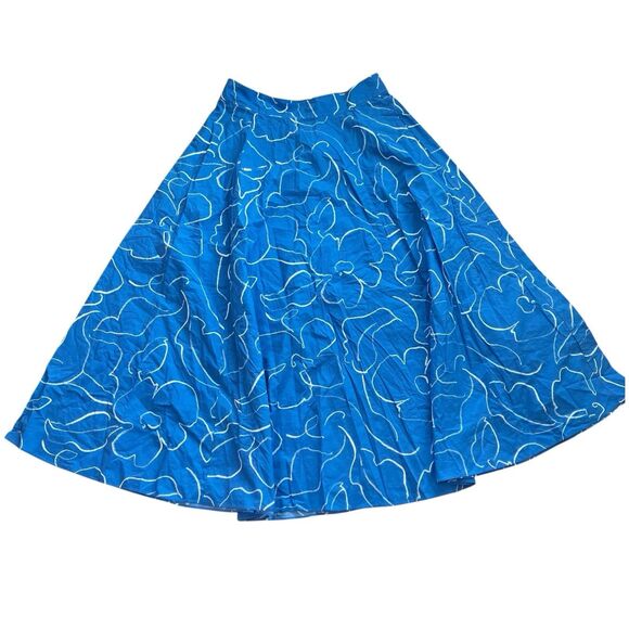 Madewell Skirt Womens 8 Blue Floral Signature Poplin‎ Maxi Linear Bloom Pockets - Picture 2 of 13